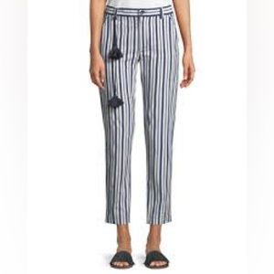 Figue Zuri straight leg striped cotton ankle pants NWT